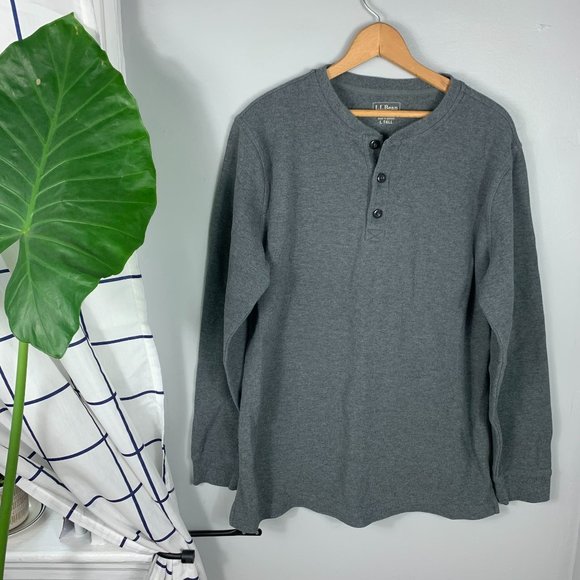 Ll Bean Unshrinkable Miniwaffle Henley 